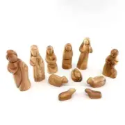 Olive Wood Faceless Nativity Set from Bethlehem 12 Pcs highest tall 11