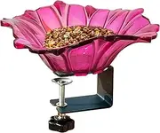 Gihioue Bird Bath, Birdwatching Deck Mounted Bird Bath Bowl with Adjustable Clamp, Balcony Railing Hummingbird Feeder for Garden
