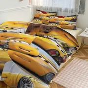Bed Sheets g386 Cars Lightning McQueen Print Bedding Set Pattern Duvet Cove Set 3 Pieces 1 Quilt Cover And 2 Pillowcases for Women Men Teens tq386 Be