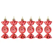 Catzon 6 Pcs Sweet Candy Hanging Ornaments for Christmas Tree Party Decor-Red