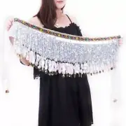 Sequin Belly Dance Wrap Skirt Scarf Belly Dance Hip Scarf Indian Dance Tassel
