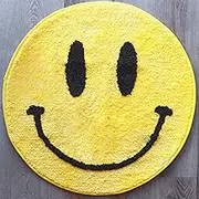 Yellow Bathroom Rug Funny Bath Mat Cute Bathroom Decor Shower Rugs Funky Bedroom Aesthetic Fun Round Preppy Cool Apartment College Washable Novelty Bathmat