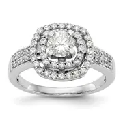 14k Peg Set Simulated Diamond Double Cushion Halo Engagement Ring
