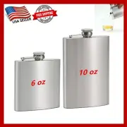2 Pk Stainless Steel Liquor Pocket Hip Flask Whiskey Screw Cap Flagon 6 oz 10 oz