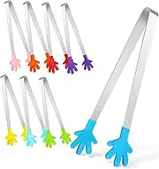 DONFAMDS 8Pcs Mini Sweet Tongs Food Grade Stainless Steel Kitchen Tongs for Picking Snacks Cakes and BBQ Serving Utensils for Home Restaurant Buffet Use