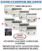GEIB BUTTERCUT STAINLESS STEEL 8pc Groomer BLADE SET*FitMost Oster,Andis Clipper