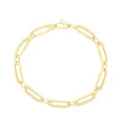 9kt Yellow Gold Silver Infused Oval Link Bracelet