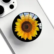 Ksadiye Translucent Clear Phone Grip with Expanding Kickstand,Cell Phone Collapsible Stand Sunflower Flower Design for Smartphones