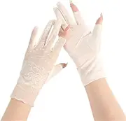 [LEIXIUSM] Women's Thin Ice Silk Lace Driving and Cycling Touch Screen Outdoor Two-Finger Summer Gloves