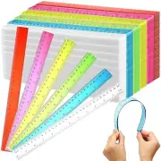 600 Pack Clear Plastic Rulers - 12 Inch Flexible Assorted Color School Supplies