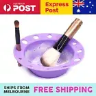 Silicone Makeup Brush Cleaner Scrubber w/ Brush Stand Drying Rack -Pretty Purple