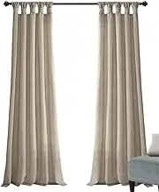 Lush Decor Dark-Linen Burlap Knotted Tab-Top Window Curtain Panel Pair (84" x 45")