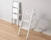 Step Ladder, Folding 3 Step Ladder Stool with Wider Anti-Slip Pedal, Portable Li