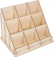 NUOBESTY Wooden Greeting Card Display Stand - Multi-Purpose 3-Tier Organizer for Business Cards, Postcards, Stickers, and Crafts, Ideal for Desk, Counter, Office, and Retail Use