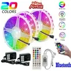 15M RGB LED Strip Lights 40keys IR Remote Bluetooth Music APP Control 12V Power