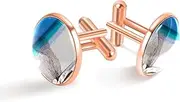 [GIAPB] 2Pcs Stainless Steel Cuff Links Mens Classic Tuxedo Shirt Cufflinks,Beach Shell