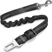 Seat Belt for Dogs with Elastic Bungee Buffer Car Travel Accessories Black