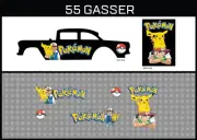Hot Wheels(1/64),55 Gasser "Pokemon" Waterslide,Printed White First,Decals