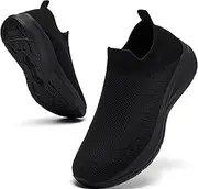 [YINGCSM] Women's Wide Slip On Walking Shoes Non-Slip Socks Shoe Lightweight Breathable Mesh Sneakers for Everyday Comfort & Style | Perfect for Work Travel