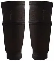 Pegciuho 3X Child Football Shin Guards, Socks Holding Shin Pads Adult Black with Pocket Shin Protector Compression Calf Sleeves for Leg Protection Rugby
