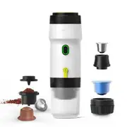 Portable Rechargeable Electric Espresso Machine Car Coffee Maker Self-Heating,Cold & Hot Dual Extraction for Travel,Camping -White