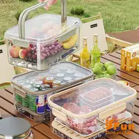 在飛比找PChome24h購物優惠-【iSFun】手提野餐＊密封雙層儲物冰箱保鮮盒/多色可選