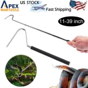 Retractable Stainless Steel Reptile Snake Hook Grabber Catcher Stick Handle Tool
