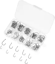 Abaodam 1 Set Bass Fishing Hooks: Assortment Fishing Tools Outdoor Accessories - Barbed High Carbon Steel Hooks for Freshwater & Seawater