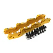 Ford 302 351C Cleveland Rocker Stud Girdle Kit Gold With 7/16" Polylock Nuts