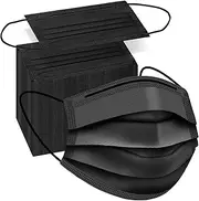 Black Disposable Face Masks, 100 Pack Black Face Masks 3 Ply Filter Protection