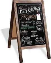 Ilyapa Wooden a Frame Chalkboard Sign with Eraser & Chalk, Magnetic Sidewalk Sig