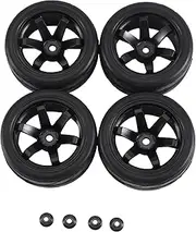 4Pcs 12mm Hex Wheel Rims & OD 2.59Inch Rubber Tires for RC 1/10 On-Road Touring Car,E