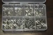 340 PIECES #4 THRU #10 STAINLESS STEEL FLAT & LOCK WASHER ASSORTMENT