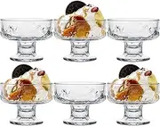 ICEBLUEOR Set of 6 Glass Dessert Bowls, 220ml Clear Ice Cream Bowls, Sundae Glasses, Prawn Cocktail Glasses, Trifle Bowl Dessert Cups for Ice Cream, Sundae, Yogurts, Appetizer, Salad, Fruit
