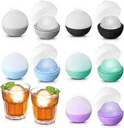 Vesici 10 Pcs Ice Ball Molds 2 Inch Whiskey Cocktails Silicone Sphere Ice Molds with Lids Round Cube Maker for Chilling Beverages Drinks and Bourbon