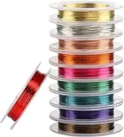 10 Rolls Craft Wire copper Wire, 0.3mm Mixed Colour Bare Copper Wire Beading Thread Cord for Craft, Jewellery Making DIY, 10 Meters/Roll