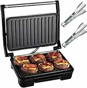 750W Electric Panini Maker, Sandwich Toaster with Non-Stick Coating, Double Sided Heating，Easy to Clean，Flattening Breakfast Machine for Burgers, Steaks, Waffle