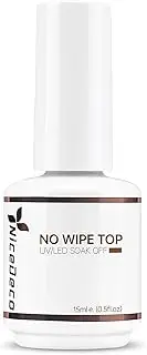 Nicedeco Gel Nail Polish Top Coat 15ml No Wipe Top Coat High Gloss Shiny Long Lasting Home DIY Professional Manicure Cruelty-free & Vegan