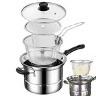 Deep Frying Pot with Strainer Basket Soup Pot Portable Cooking Pot Frying Basket