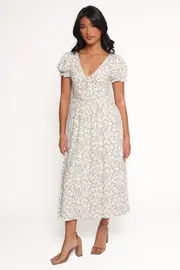 [PUP25] Mildred Midi Dress - Floral XS Blue