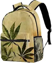 [Generic] Hemp Leaves Backpack Students Shoulder Bags Travel Bag College School Tote Backpacks for Women Men Kids Teen Girls Boys