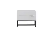 Design Square Brian Modern Bedside Table Nightstand W/ 2-Drawers - White/Black