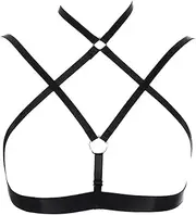 [HJZLSSYS] Lace Harness Bralette Bra Gothic Lingerie Black Elasticity Strappy Lingerie Bra