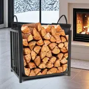 Large Indoor Firewood Rack with Firewood Carrier, Fire Wood Holder for Fireplace