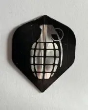Dart Flights 10 sets Black and Silver HAND GRENADE Amerithon Standard Shape