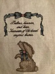 FINISHED COUNTED CROSS STITCH BUTTONS BUNNIES AND BOWS