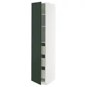 METOD / MAXIMERA high cabinet with drawers, white/Havstorp deep green, 40x60x200 cm