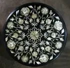 18 Inches Black Marble Coffee Table Top Mother of Pearl Inlay Work End Table