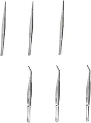 Small Planting Tools 6pcs Stainless Steel Tweezers Wide Bone Tweezers Spring Removal Tool for Gardening