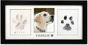 Paw Print Frame Kit,Dog/Cat Paw Print Kit,Soft Pawprint Clay&Clean Touch Ink Pad,Pet Paw Print Impression Kit with Customization Tool,Wooden Pet Memorial Frame,DIY Dog Lover Gifts-Black